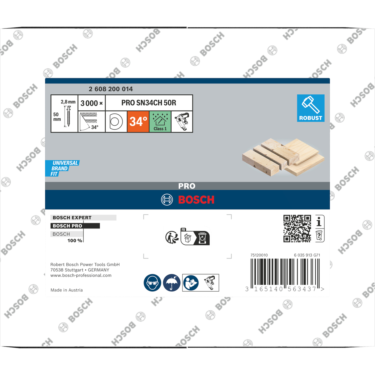 Bosch Professional PRO SN34CH D-kop nagel 90 mm | 34° | Geringd | Blank | 3,1 x 7,1 (D-vorm) | 2500 stuks - 2608200018