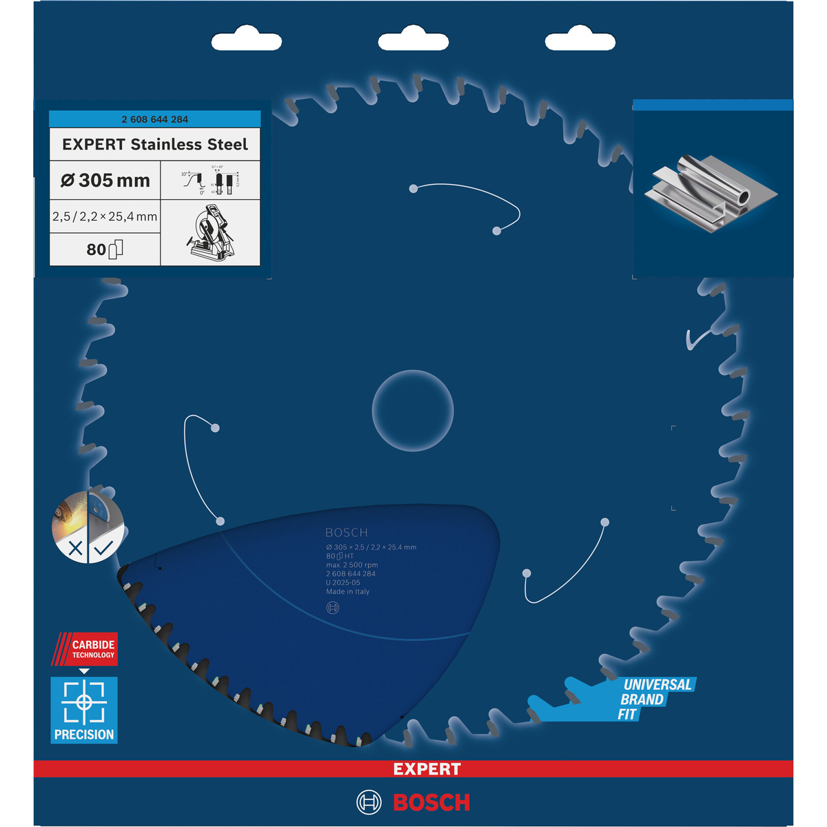 Bosch Professional EXPERT RVS cirkelzaagblad | 305 x 2,5 x 25,4 mm 80-tands - 2608644284