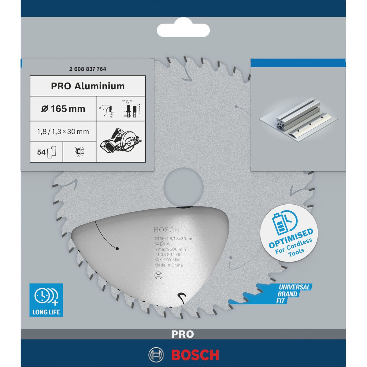 Bosch Professional PRO Aluminium cordless cirkelzaagblad | 165 x 1,8 x 30 mm 54-tands - 2608837764