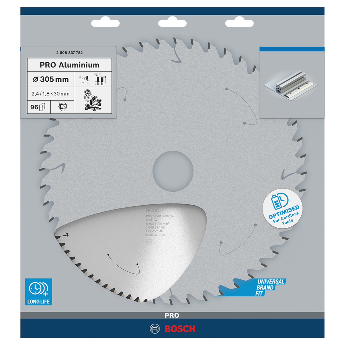 Bosch Professional PRO Aluminium cordless cirkelzaagblad | 305 x 2,4 x 30 mm 96-tands - 2608837782