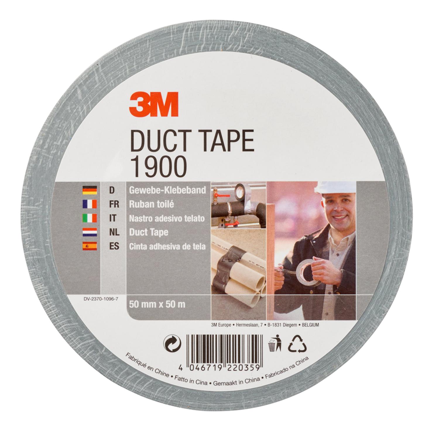 3M Duct tape 1900 zilver 50mm x 50m - 190050S afbeelding