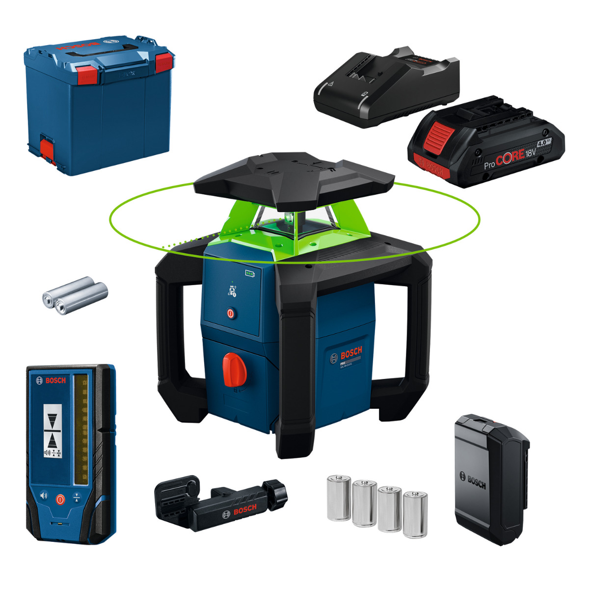 Bosch Professional GRL 18V-3-31 G – 4,0Ah-set met ontvanger in L-BOXX