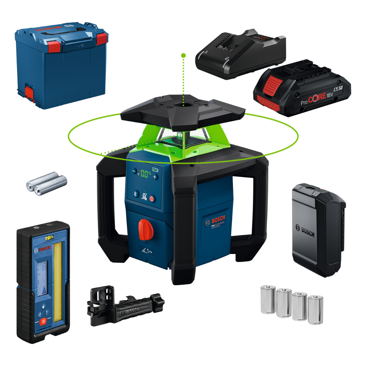 Bosch Professional GRL 18V-4-34 CVG – 4,0Ah-set met ontvanger in L-BOXX
