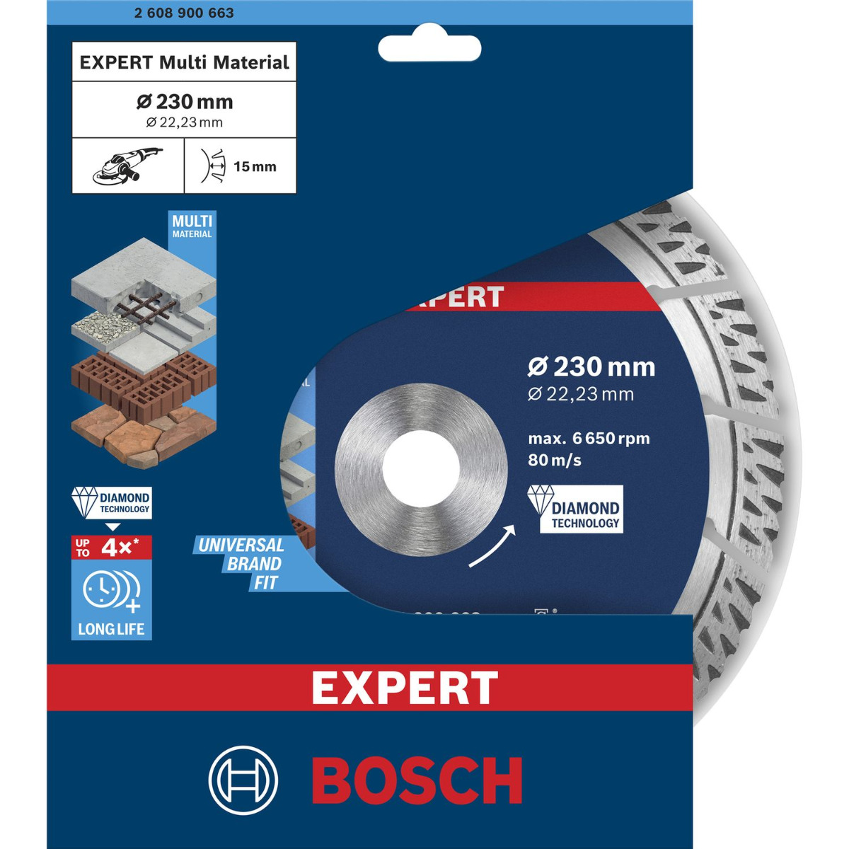 Bosch Professional EXPERT MultiMaterial diamantdoorslijpschijf 230 x 22,23 x 2,4 x 15 mm - 2608900663
