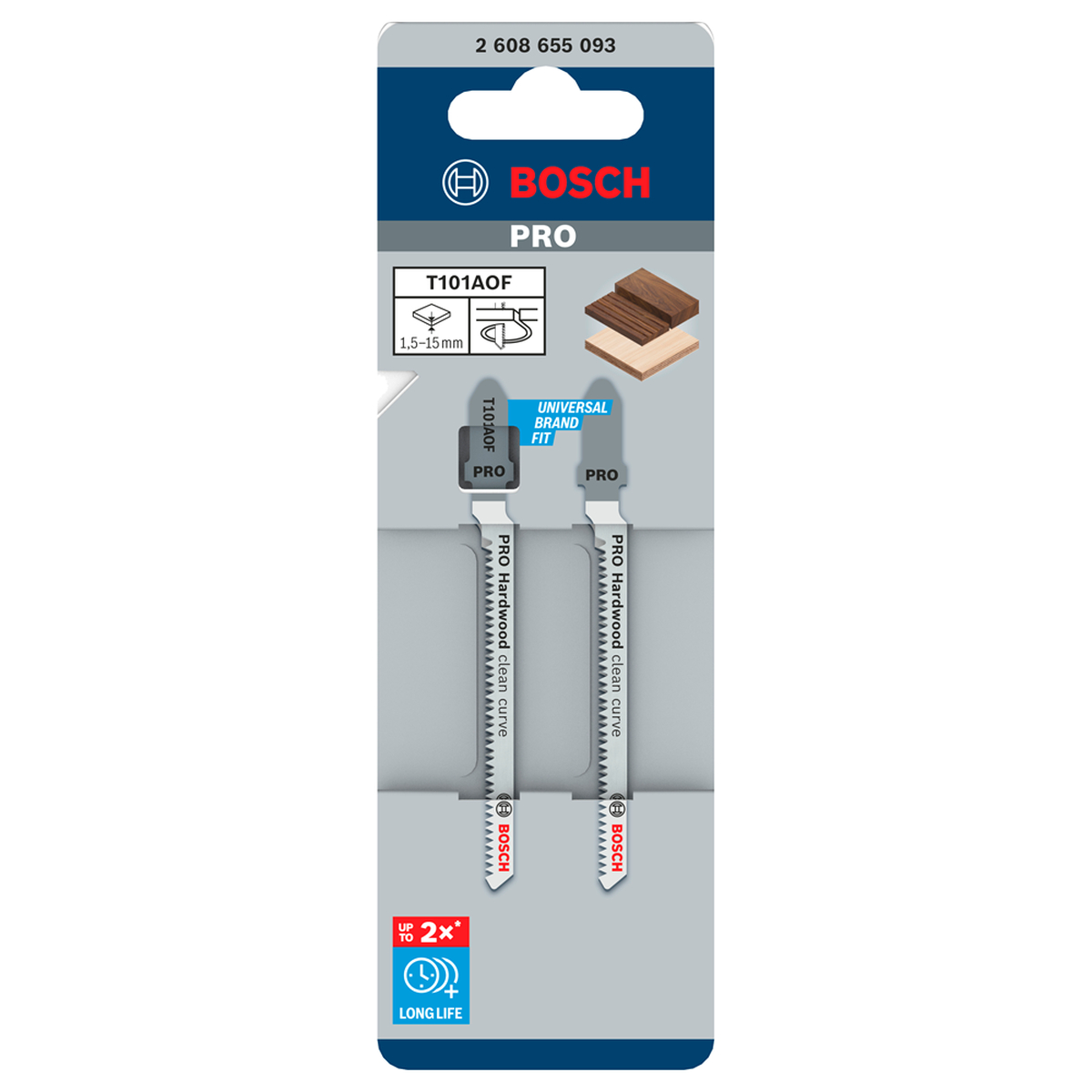 Bosch Professional PRO Decoupeerzaagblad hardhout voor zuivere bochten T101AOF (2 stuks) - 2608655093
