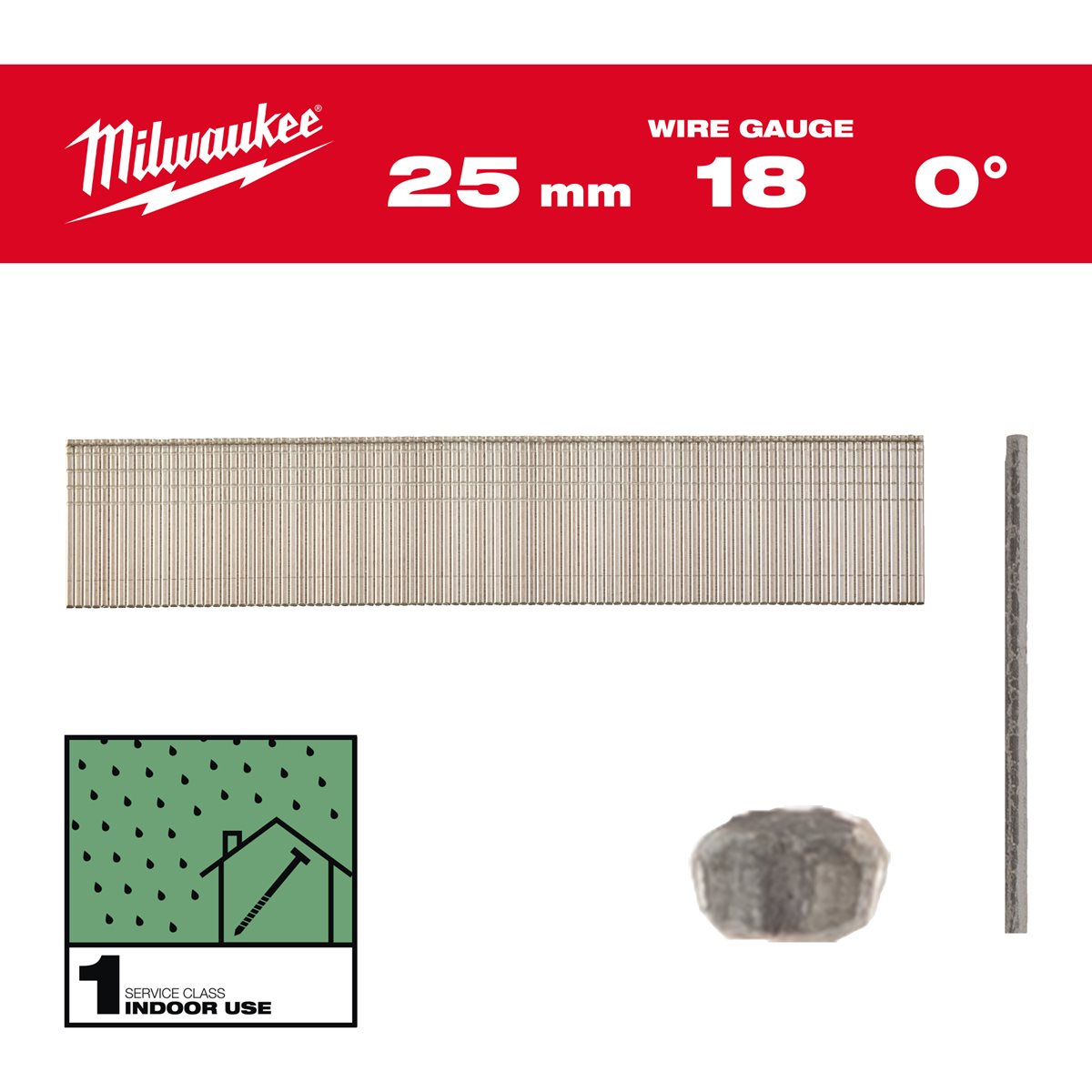 Milwaukee Brads 18 Ga | 25mm | Harsbedekt Gegalvaniseerd | VE=5000 - 4932492551