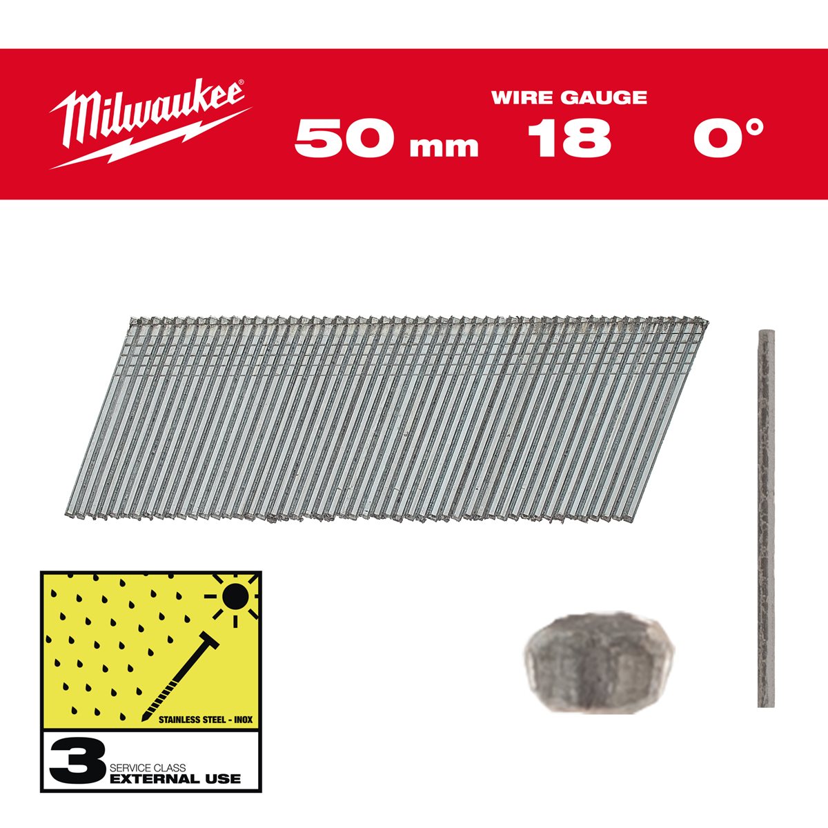 Milwaukee Brads 18 Ga | 50mm | RVS | VE=5000 - 4932492564
