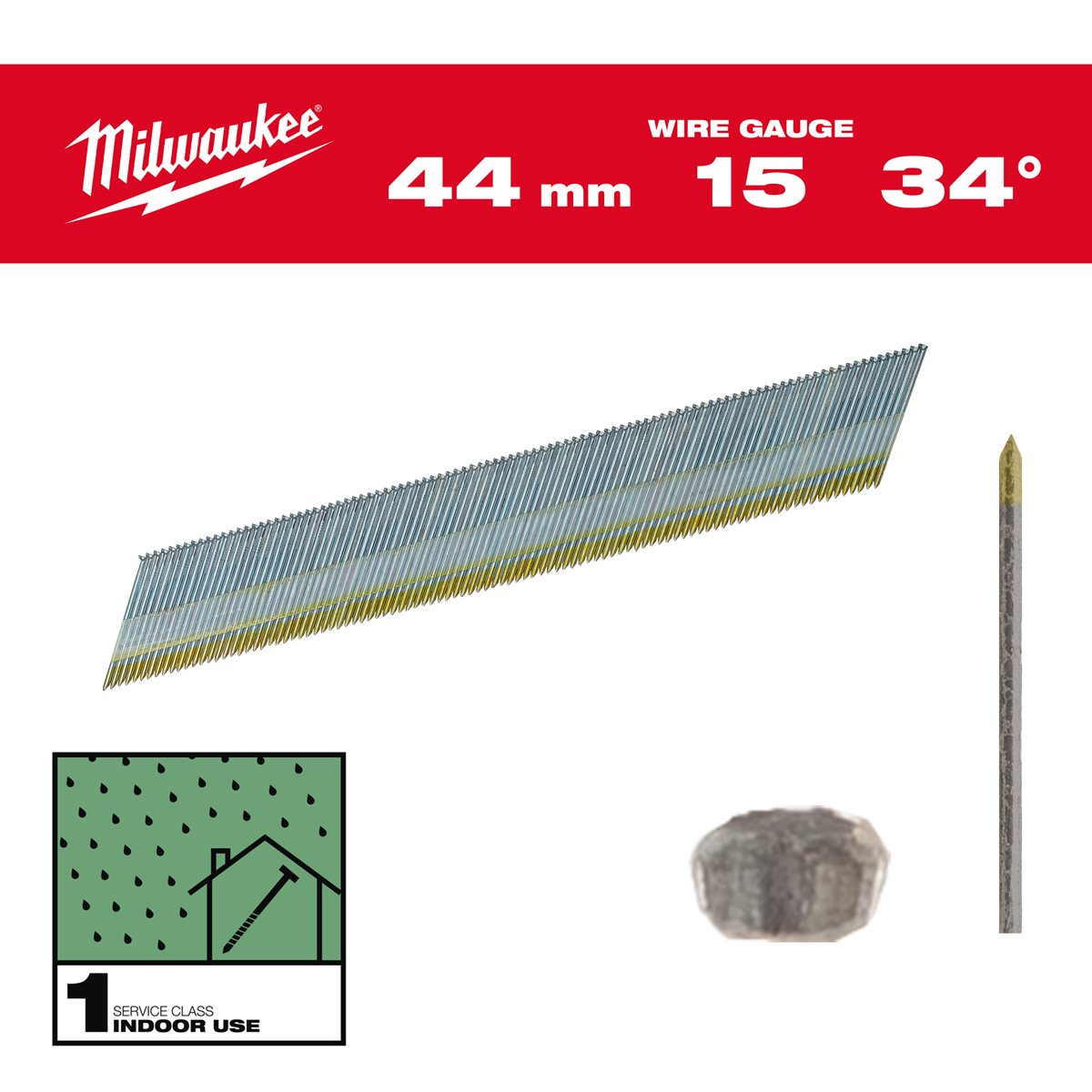 Milwaukee Nagels 15 Ga | 34° | 44mm | Gegalvaniseerd | VE=2500 - 4932492576