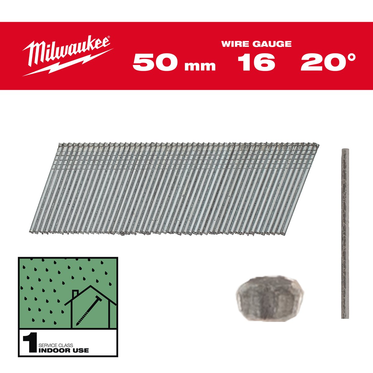 Milwaukee Nagels 16 Ga | 20° | 50mm | Gegalvaniseerd | VE=2000 - 4932492585