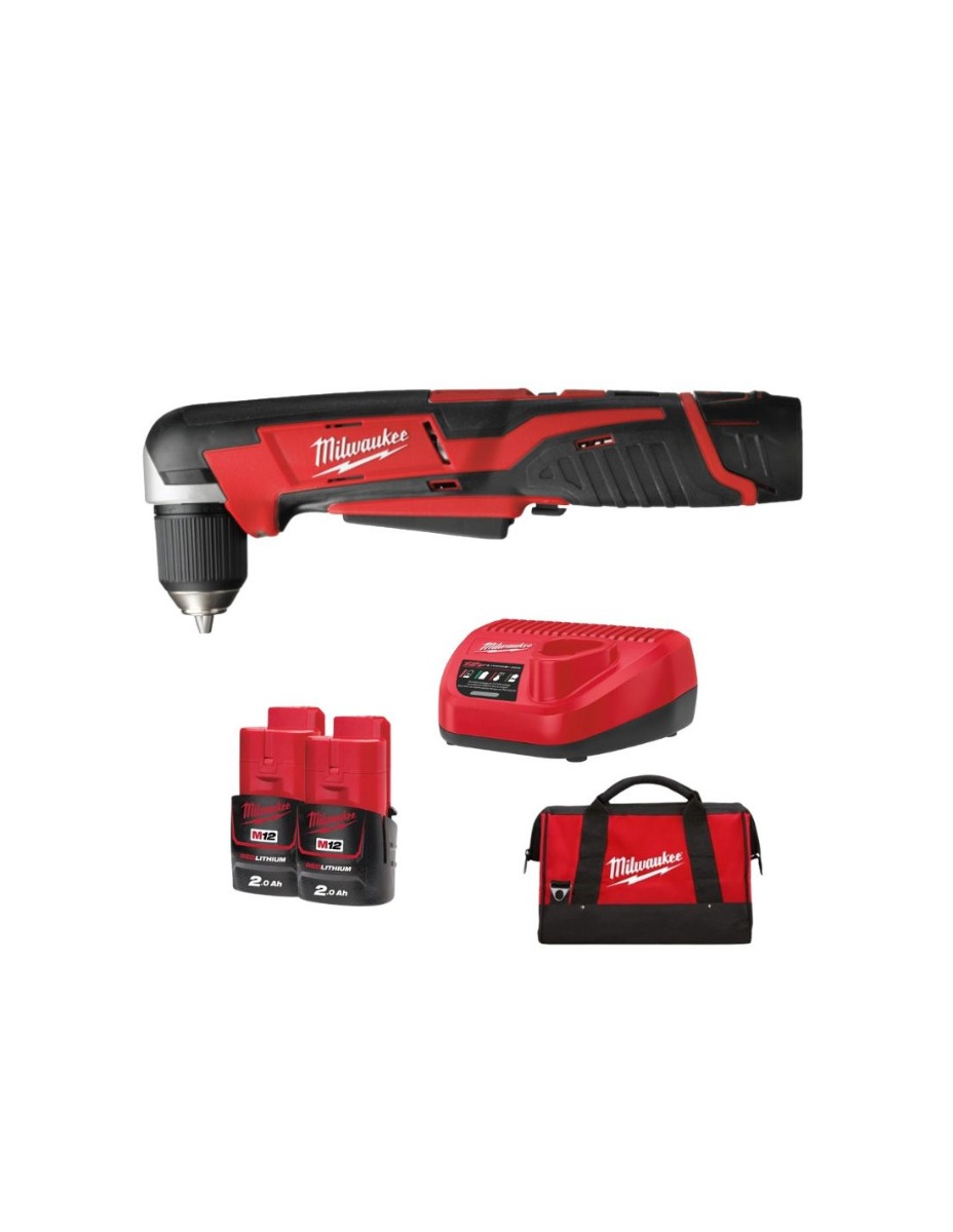 Milwaukee M12 C12 RAD-202B Accu Haakse subcompactboormachine 12V 2.0Ah in tas - 4933441215