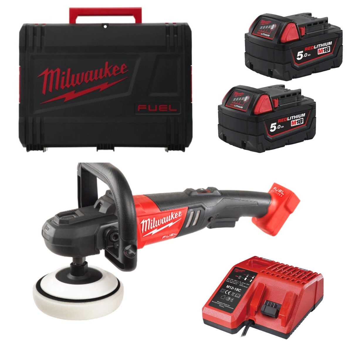 Milwaukee M18 FUEL™ FAP180-502X Accu polijstmachine 18V 5.0Ah in HD-Box - 4933451550 afbeelding 1