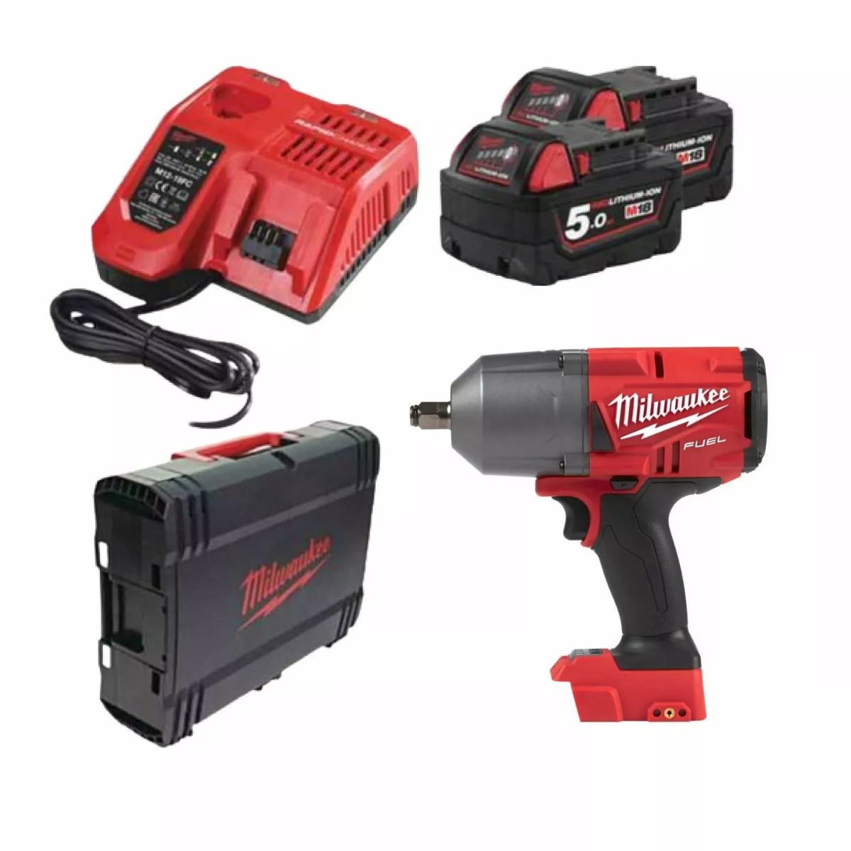 Milwaukee M18 FUEL™ ONEFHIWF12-502X ONE-KEY™ Accu slagmoersleutel 1356Nm 1/2" frictiering 18V 5.0Ah in HD-Box - 4933459727