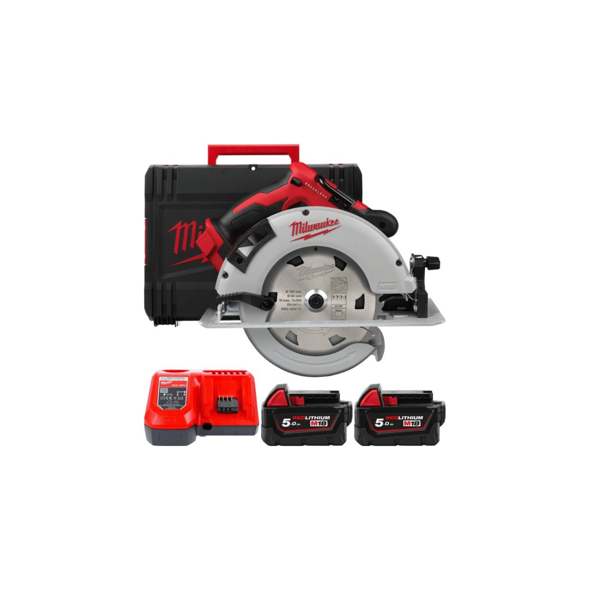 Milwaukee M18 BLCS66-502X Accu Cirkelzaag 190mm 18V 5.0Ah in HD-Box - 4933464590