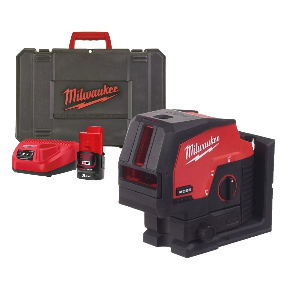 Milwaukee M12 CLLP-301C Punt- en kruislijnlaser groen 12V 3.0Ah in koffer - 4933478100