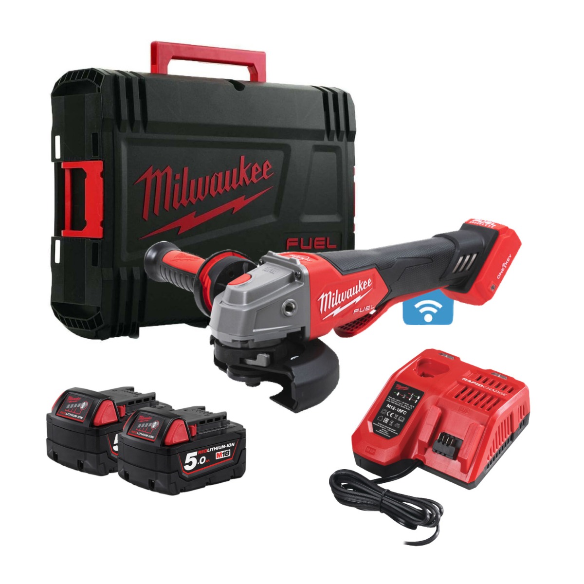 Milwaukee M18 ONEFSAG125XPDB-502X Accu Haakse Slijper 125mm 5.0Ah in HD Box afbeelding 1