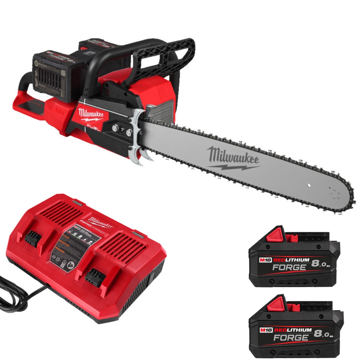 Milwaukee M18 FUEL™ F2CHS50-802 Accu Kettingzaag 50cm 2x18V 8.0Ah FORGE™ - 4933480121