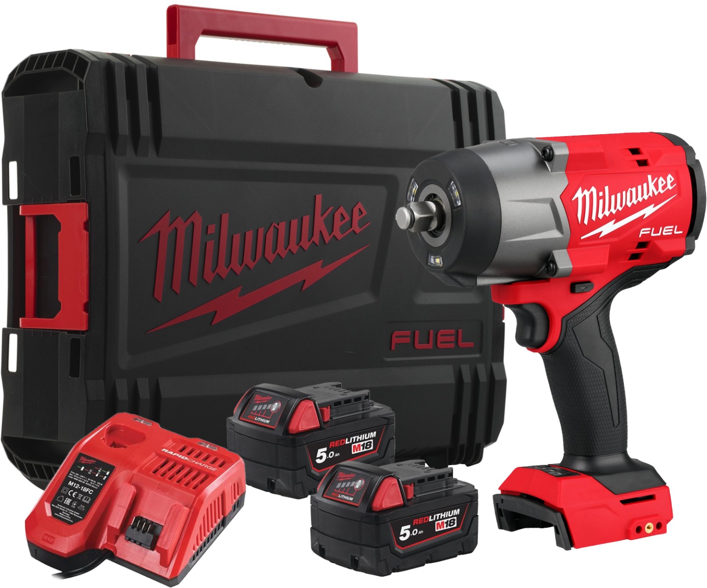 Milwaukee M18 FUEL™ FHIW2F12-502X Accu slagmoersleutel 1491Nm 1/2" frictiering 18V 5.0Ah in HD-Box - 4933492783
