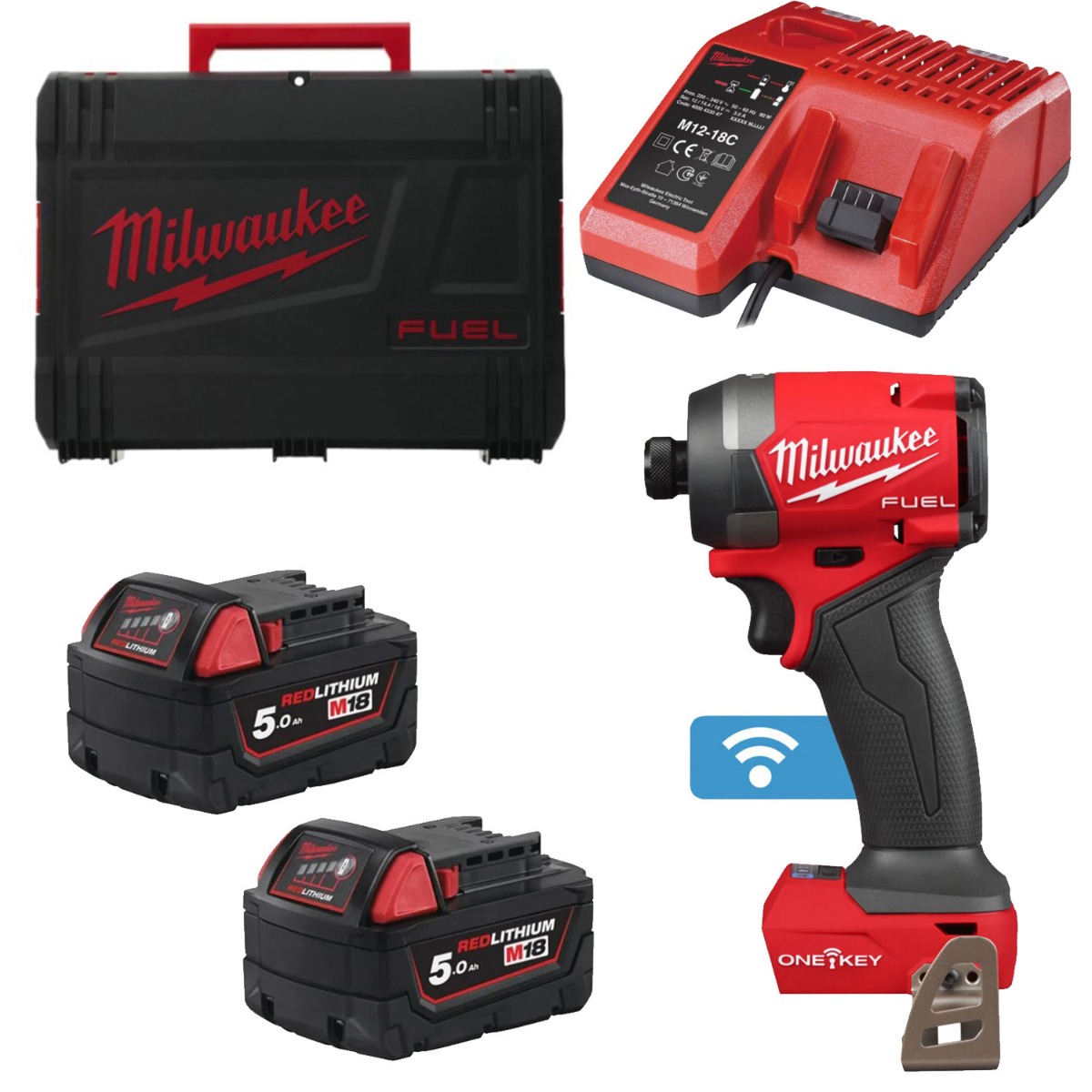 Milwaukee M18 FUEL™ ONEID3-502X ONE-KEY™ Accu slagschroevendraaier 226Nm 18V 5.0Ah in HD-Box - 4933492804