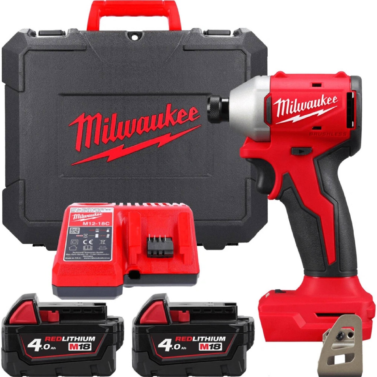 Milwaukee M18 BLIDRC-402C Compacte accu slagschroevendraaier 190Nm 18V 4.0Ah in koffer - 4933492840