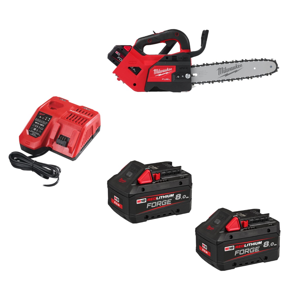 Milwaukee M18 FUEL™ FTHCHS30-802 Accu tophandle kettingzaag 30cm 18V 8.0Ah - 4933499221