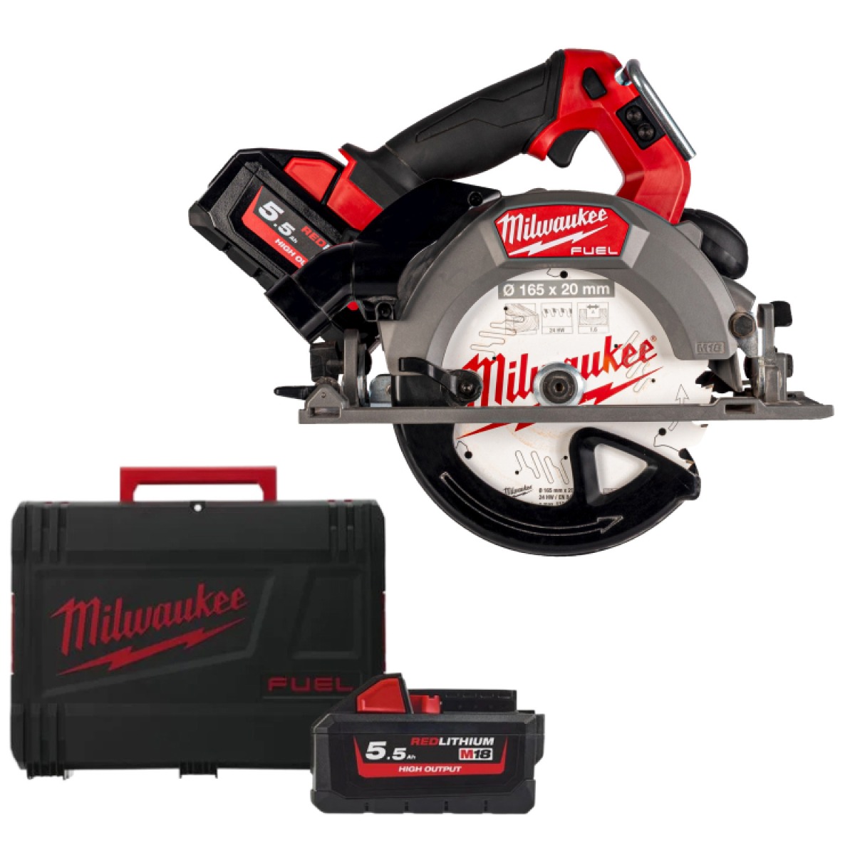 Milwaukee M18 FUEL™ FCSDC165-552C Accu cirkelzaag 165mm 18V 5.5Ah in koffer - 4933499997