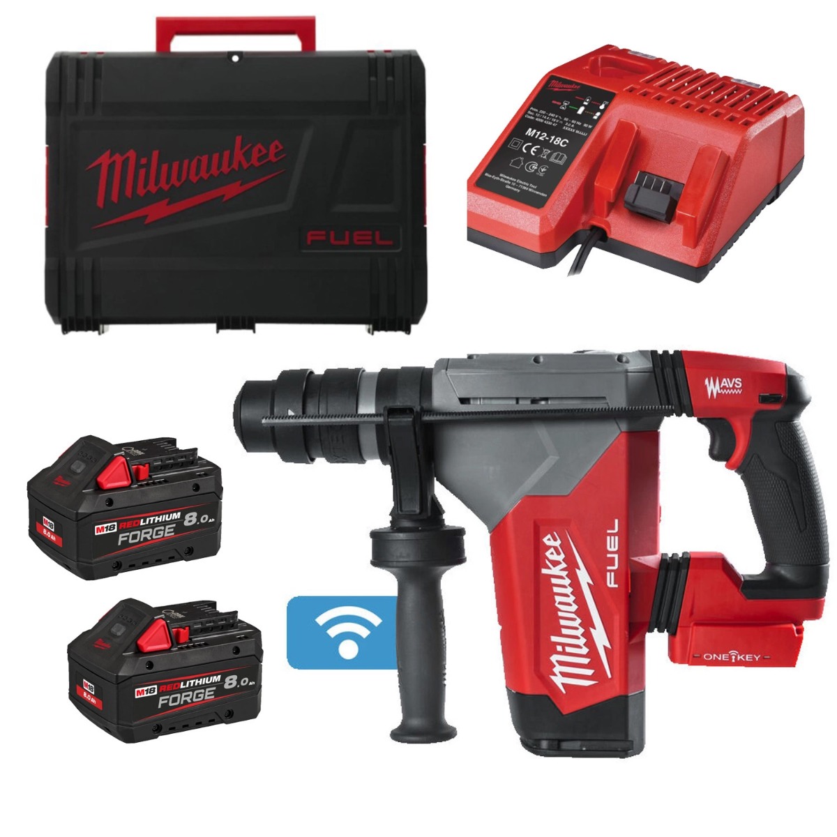 Milwaukee M18 FUEL™ ONEFHPX-802X ONE-KEY™ Accu combihamer SDS-Plus 5,0J + snelwisselboorkop 18V 8.0Ah in HD-Box - 4933500234 afbeelding 1
