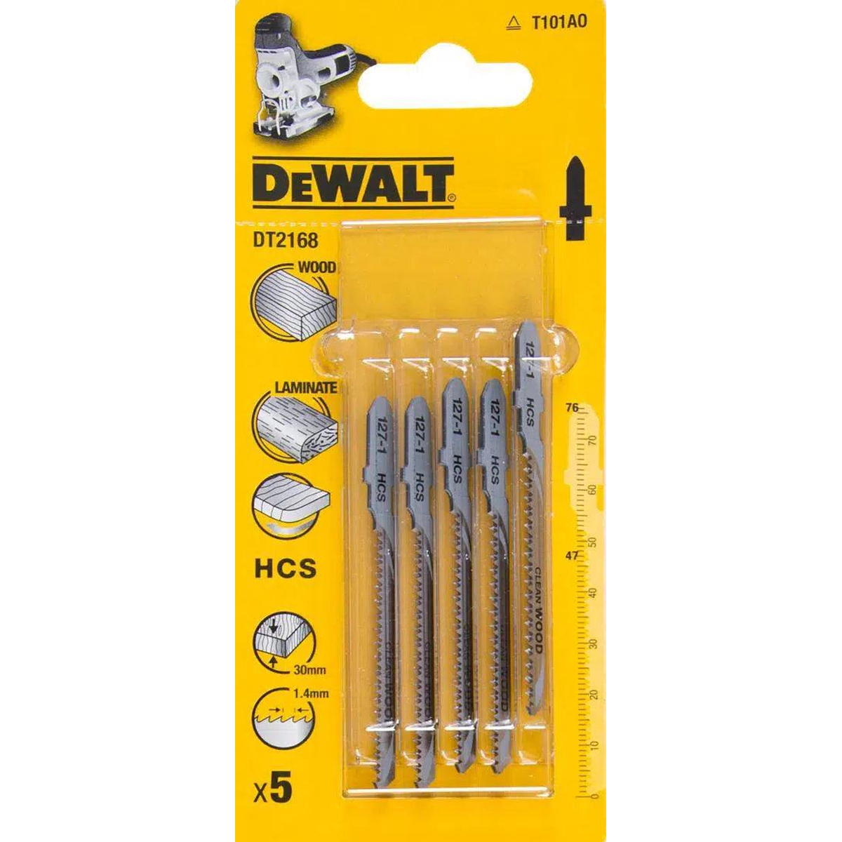 DeWALT DT2168 T 101 AO Decoupeerzaagblad voor Hout, Spaanplaat & Kunststof VE=5
