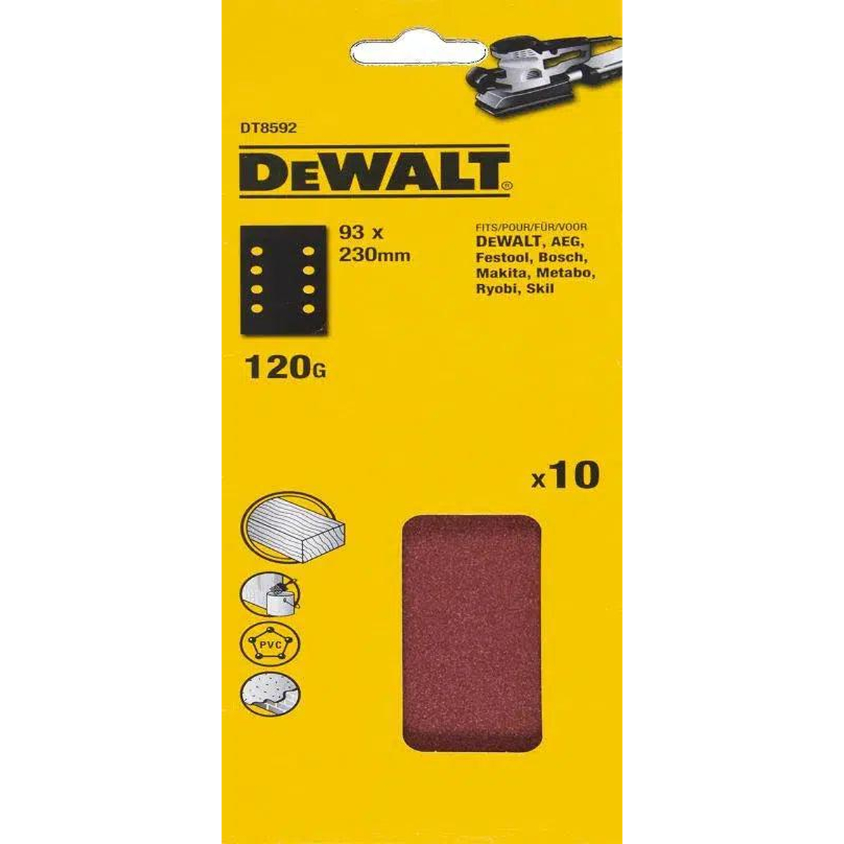 DeWALT DT8592 P120 Schuurpapier 93x230mm VE=10