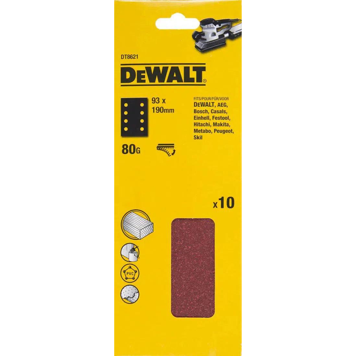 DeWALT DT8621 P80 Schuurpapier 93x190mm VE=10