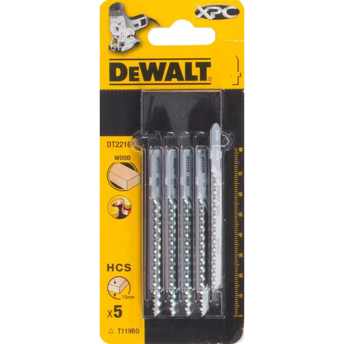 DeWALT DT2216 T 199 BO Decoupeerzaagblad voor Bochten in Hout VE=5
