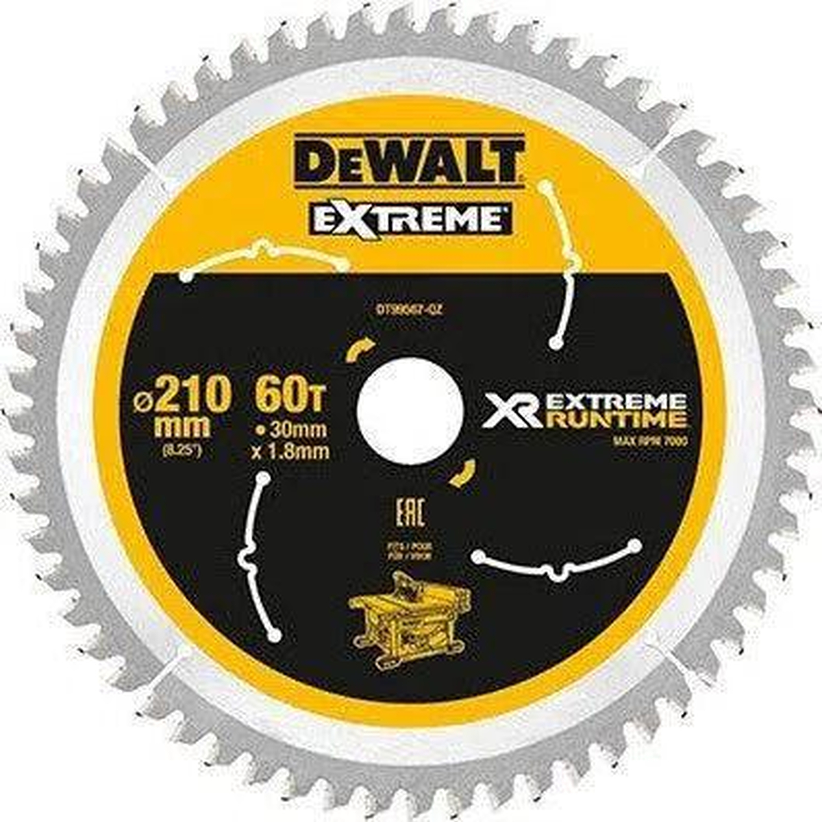 DeWALT Cirkelzaagblad voor Hout | Extreme Runtime | Ø 210mm Asgat 30mm 60T - DT99567-QZ