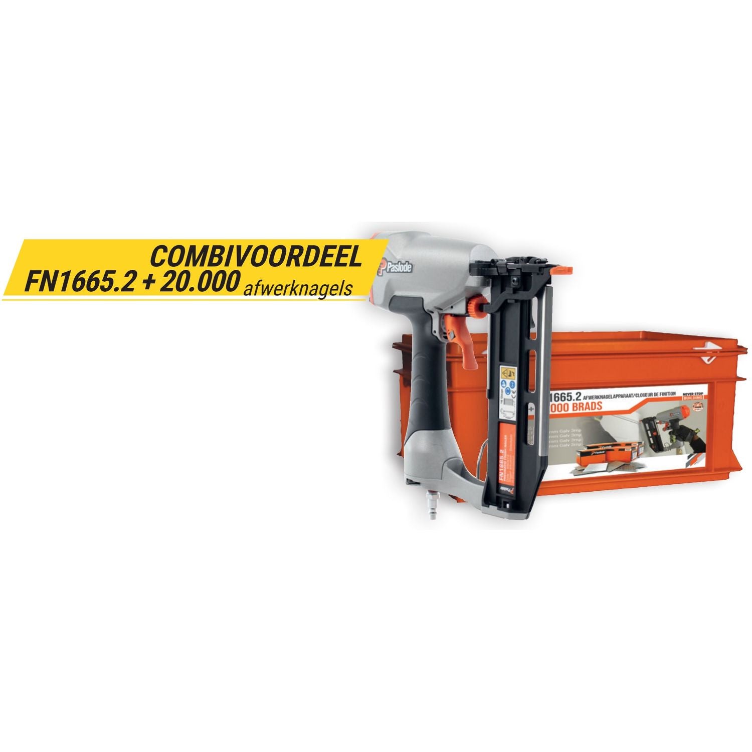Paslode FN1665.2 Afwerknagelapparaat (25-65mm) & 20.000 brads in koffer - 695958 afbeelding