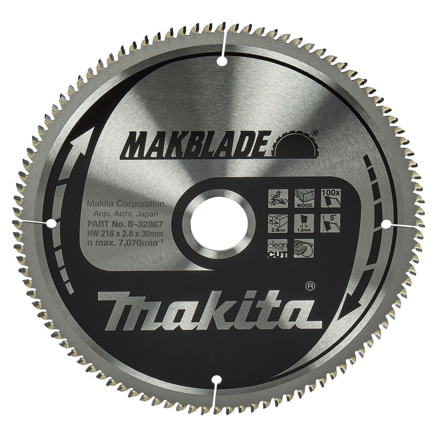 Makita Afkortzaagblad voor Hout | Makblade | Ø 216mm Asgat 30mm 100T - B-32867