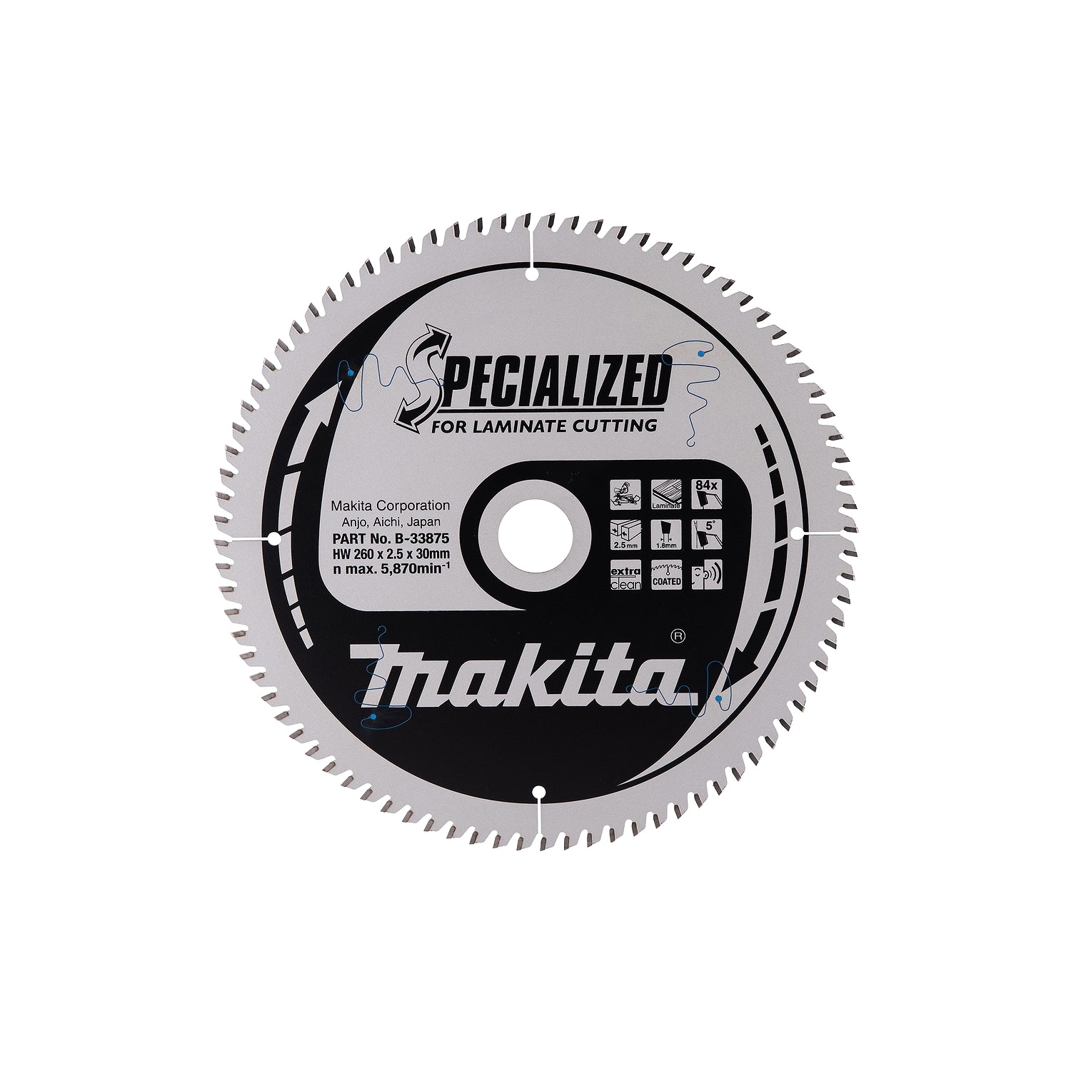 Makita B-33875 Cirkelzaagblad voor Laminaat | Specialized | Ø 260mm Asgat 30mm 84T
