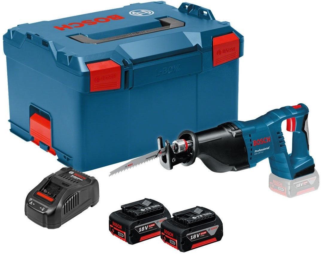 Bosch Professional GSA 18V-LI – 2× 5,0Ah + GAL 1880 CV in L-BOXX