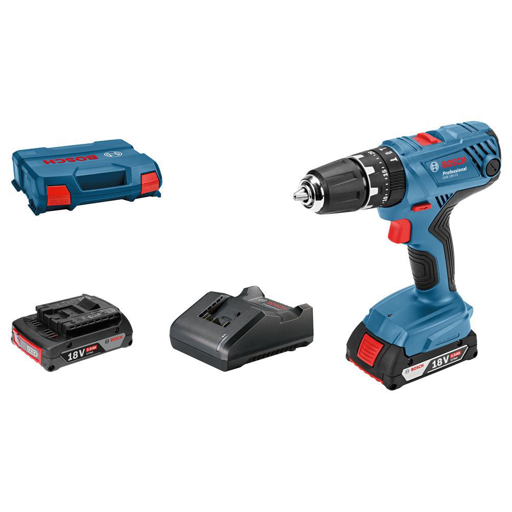 Bosch Professional GSB 18V-21 – 2 accus · met koffer