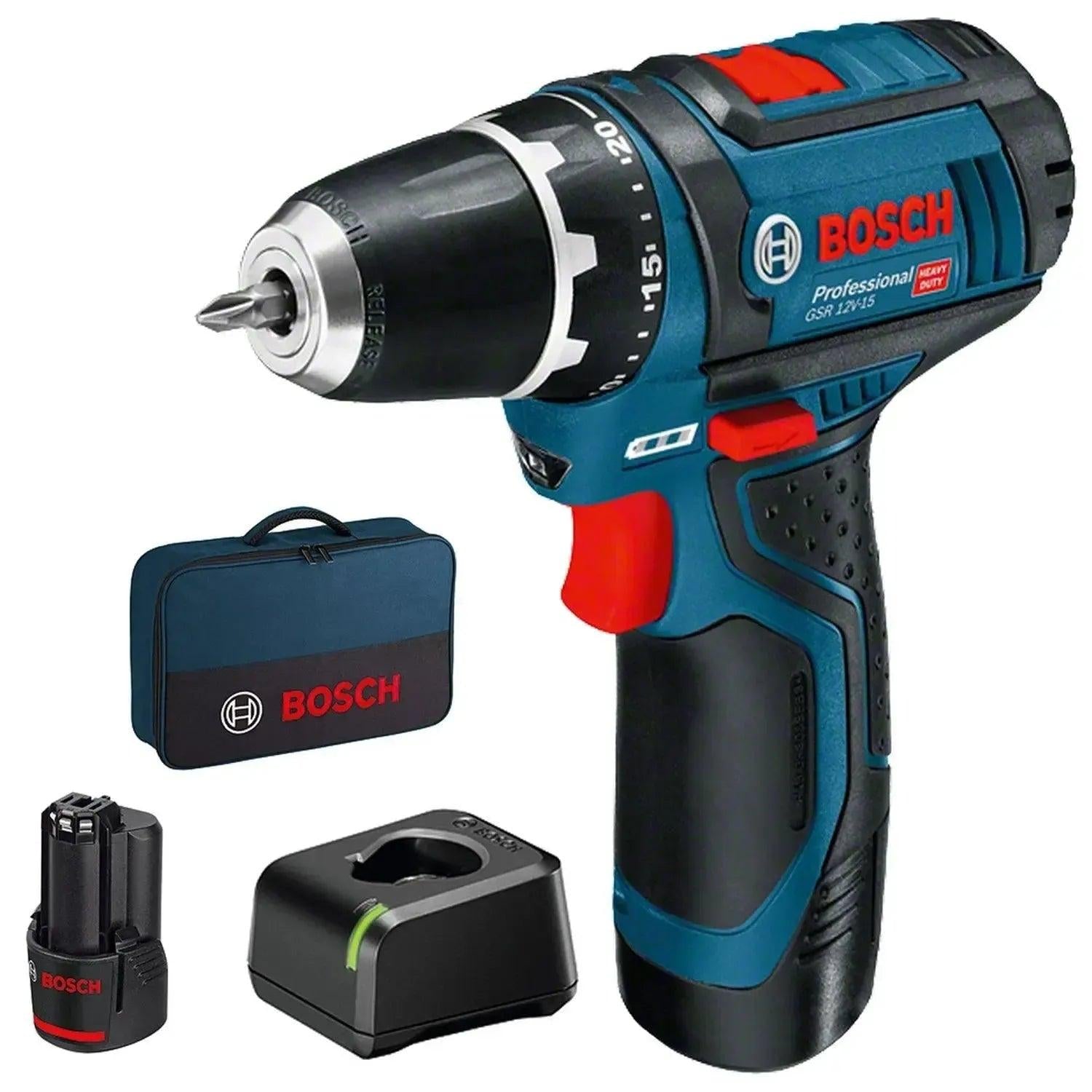 Bosch Professional GSR 12V-15 Accu Schroefboormachine 12V 2.0Ah in Tas - 060186810F afbeelding 1