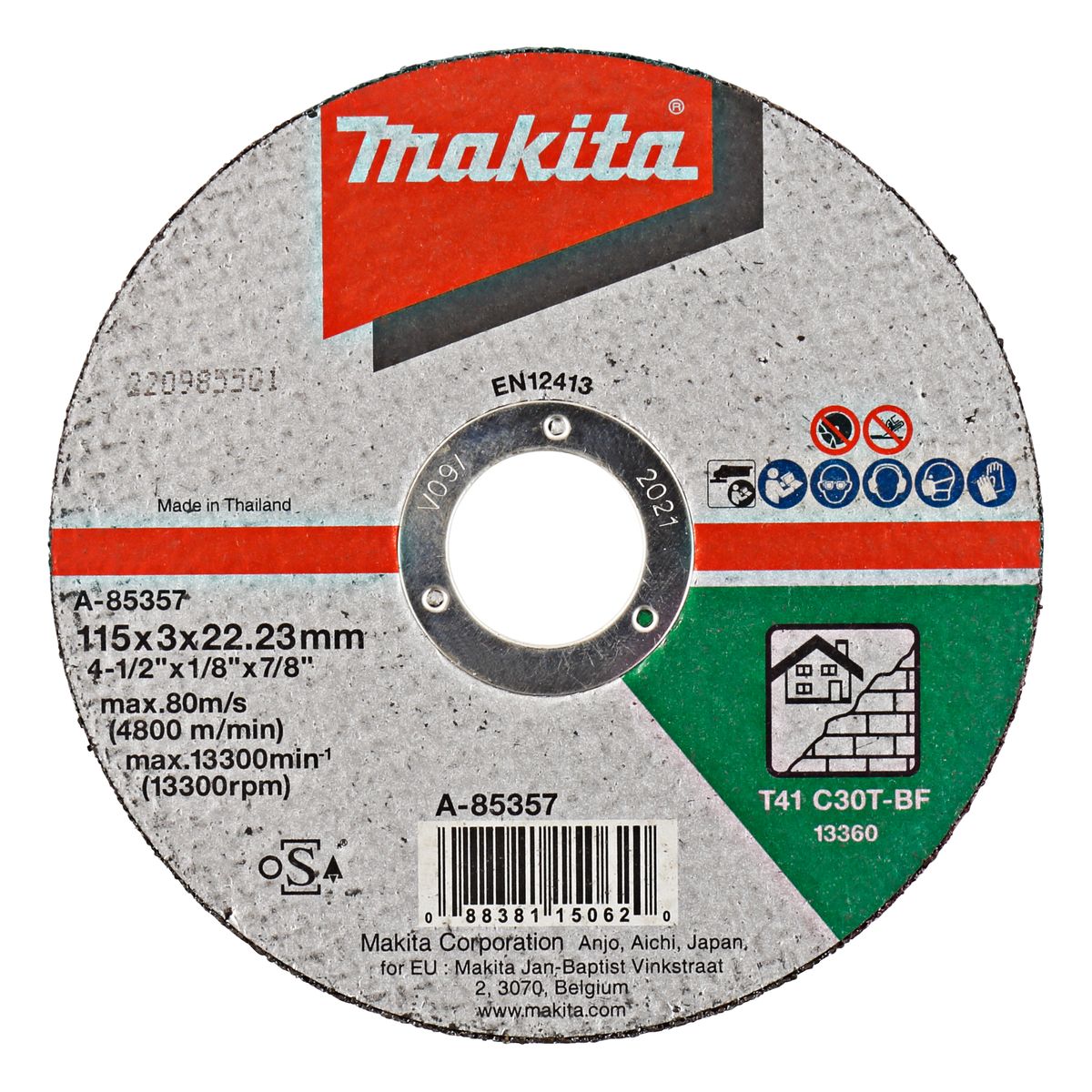 Makita A-85357 Doorslijpschijf Steen | 115 x 22,23 x 3,0 mm