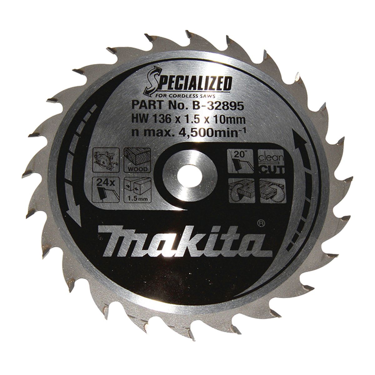 Makita B-32895 Cirkelzaagblad Hout | 136 x 10 mm | 24-tands