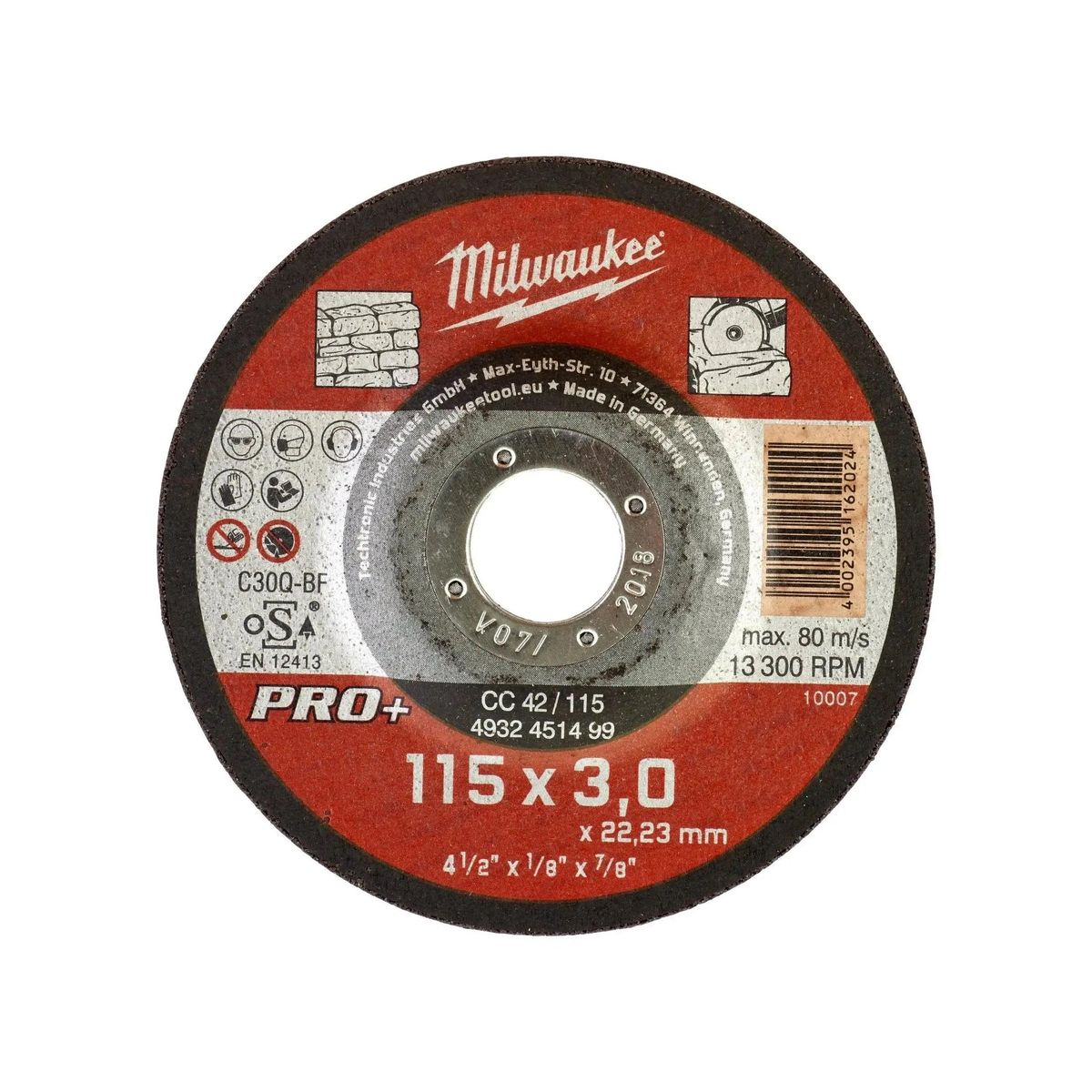 Milwaukee Steendoorslijpschijven 115mm PRO+ CC 42 - 4932451499
