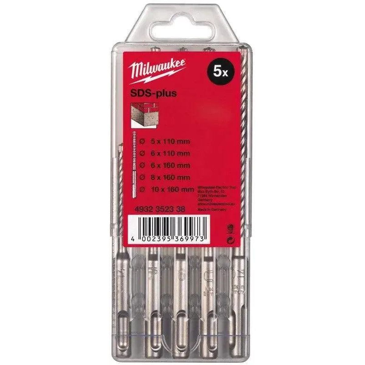 Milwaukee SDS-plus hamerborenset - 2-kanten snijdend - VE=5 - 4932352338