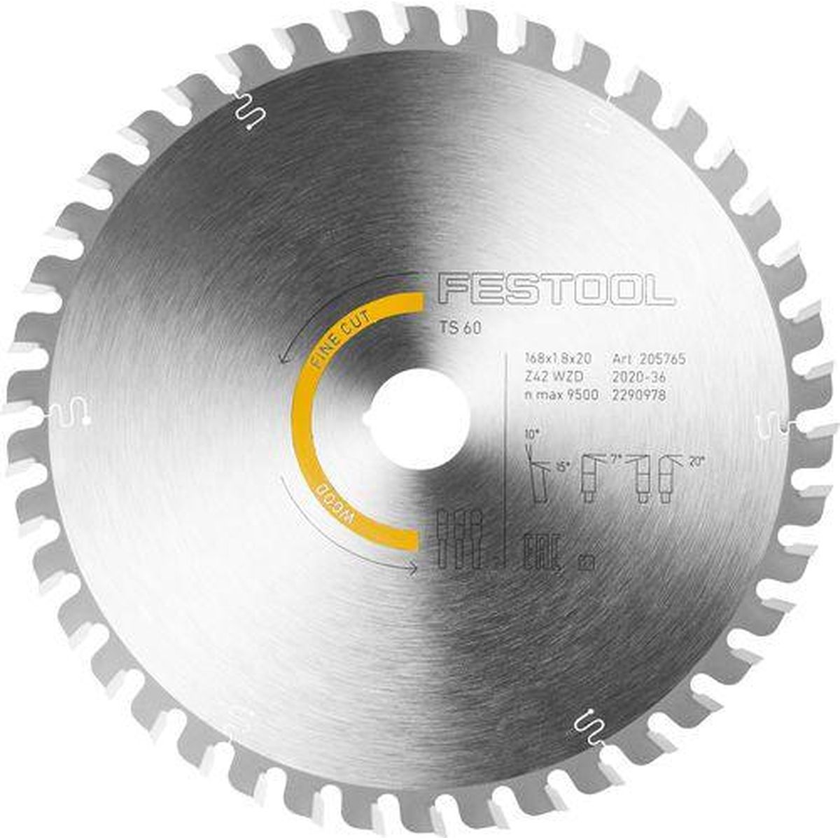 Festool Cirkelzaagblad Hout | Wood Fine Cut | 168 x 1,8 x 20 mm | 42-tands - 205765