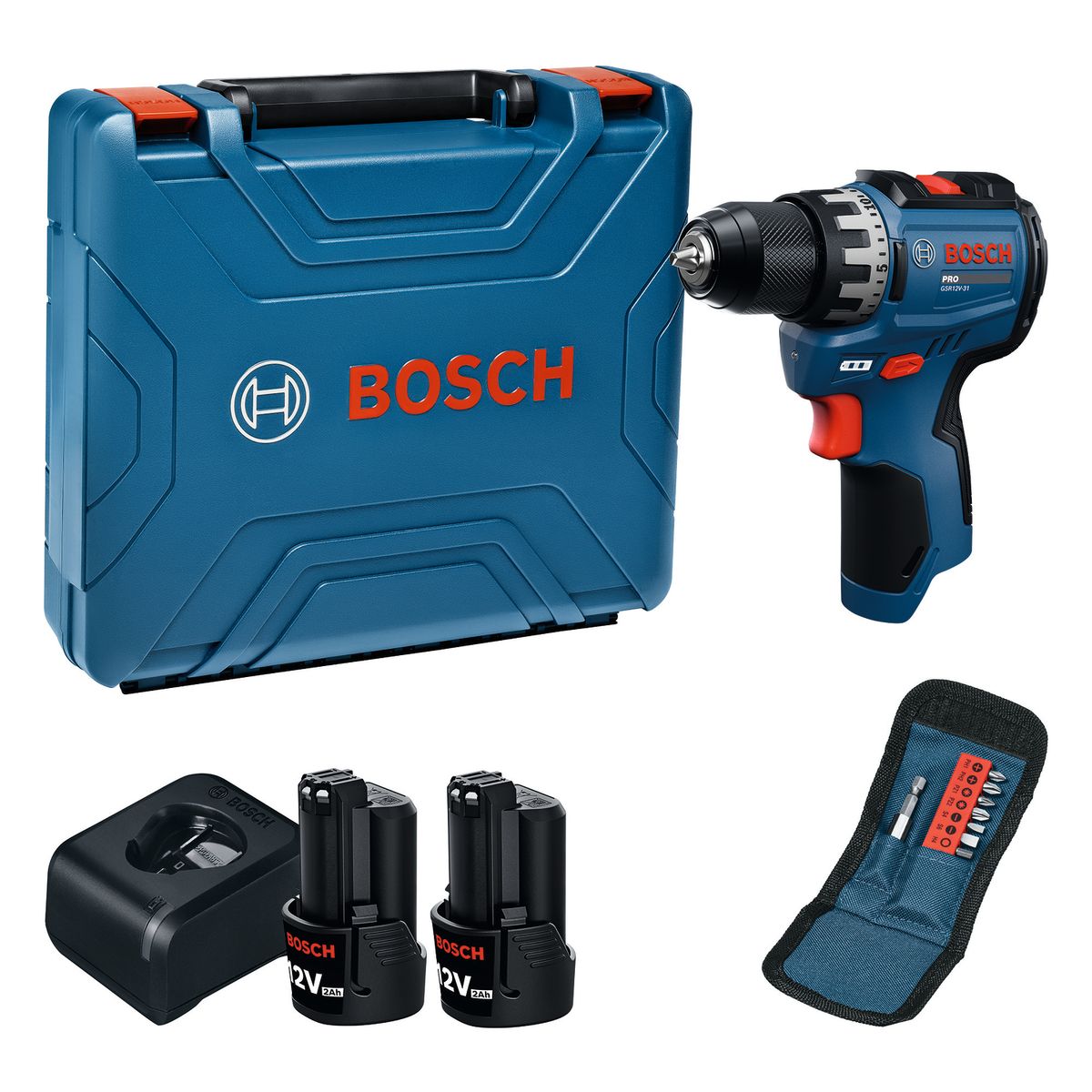 Bosch Professional PRO GSR 12V-31 Accu schroefboormachine + 10x accessoires 2x 2.0Ah - 06019S6003