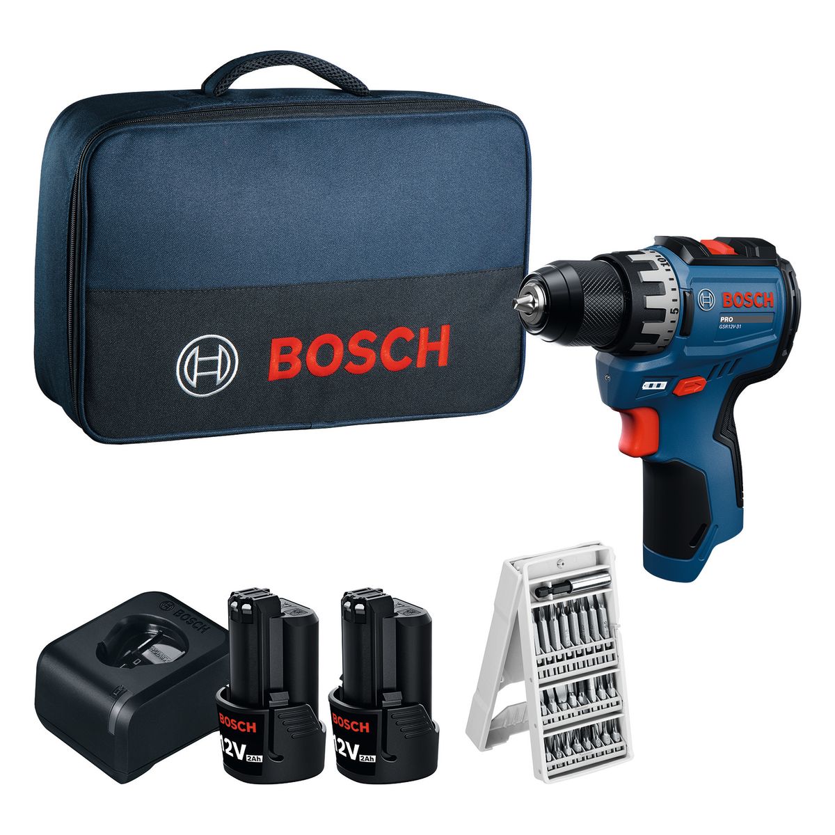 Bosch Professional PRO GSR 12V-31 Accu schroefboormachine + 25x accessoires 2x 2.0Ah - 06019S6004