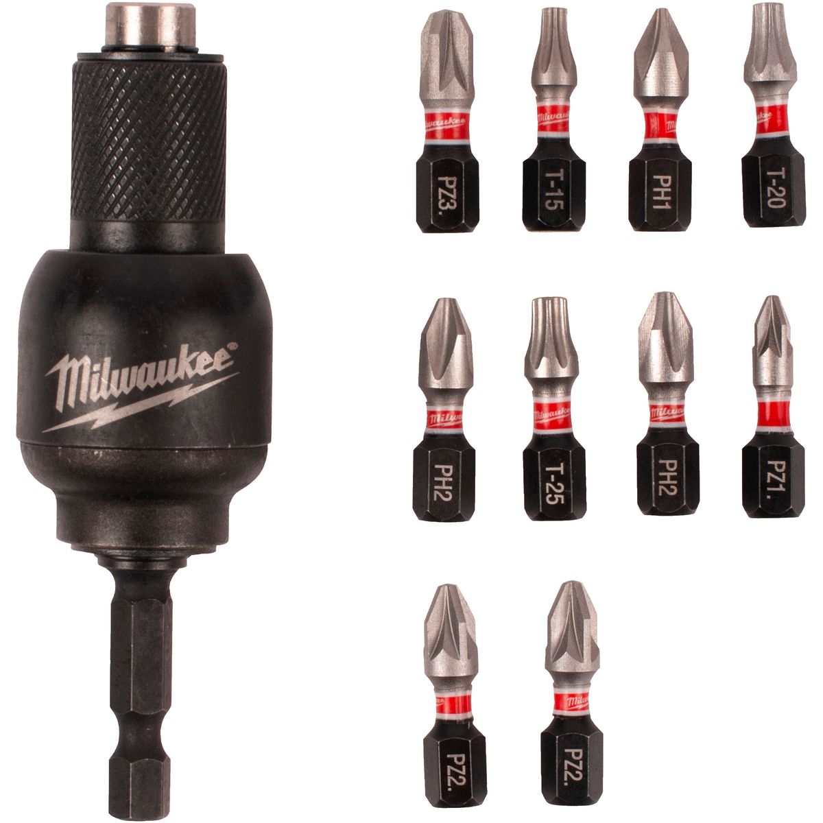 Milwaukee KNUCKLE™ zwenkbare bithouder + 10x SHOCKWAVE™ bits - 4932459781