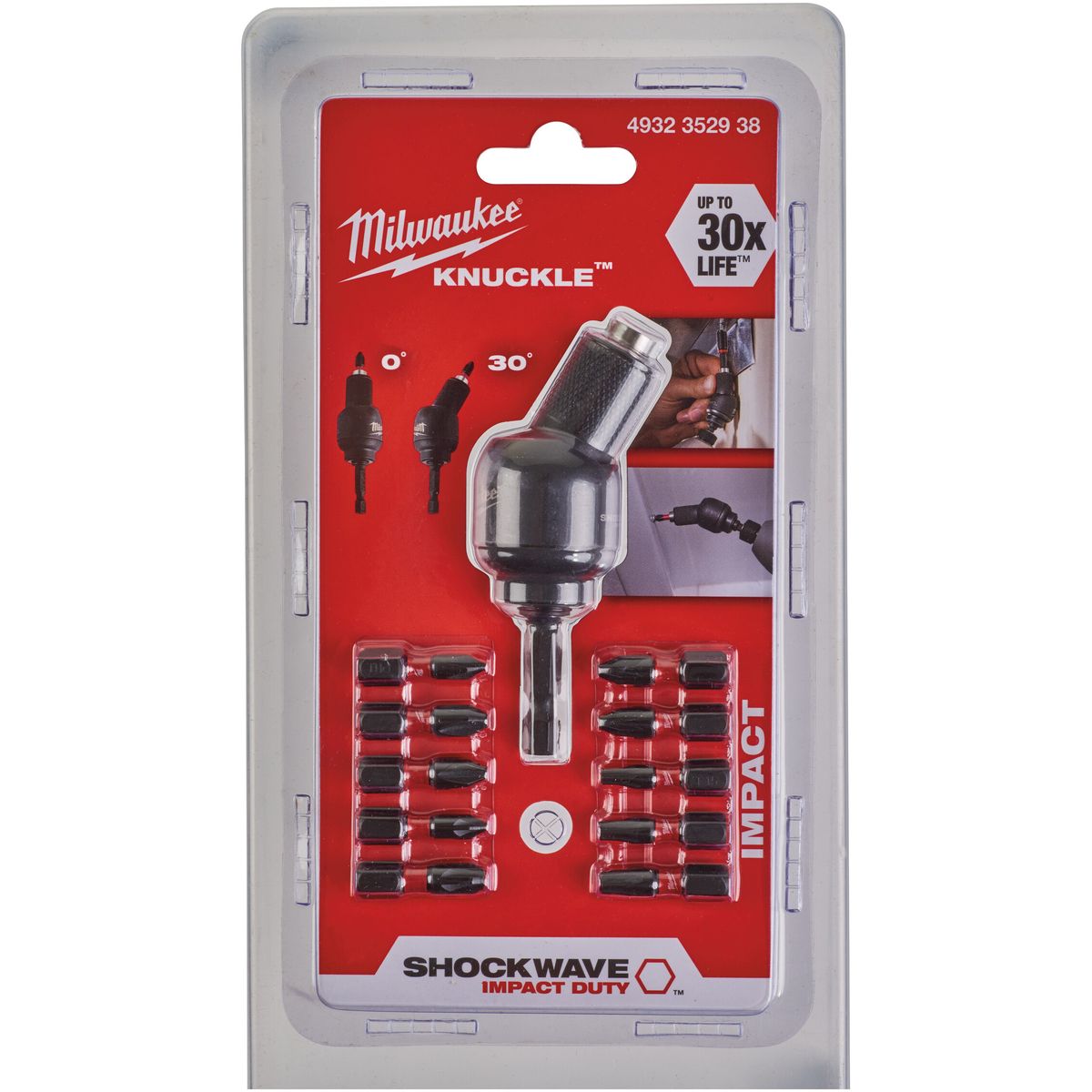 Milwaukee KNUCKLE™ zwenkbare bithouder + 10x SHOCKWAVE™ bits - 4932459781