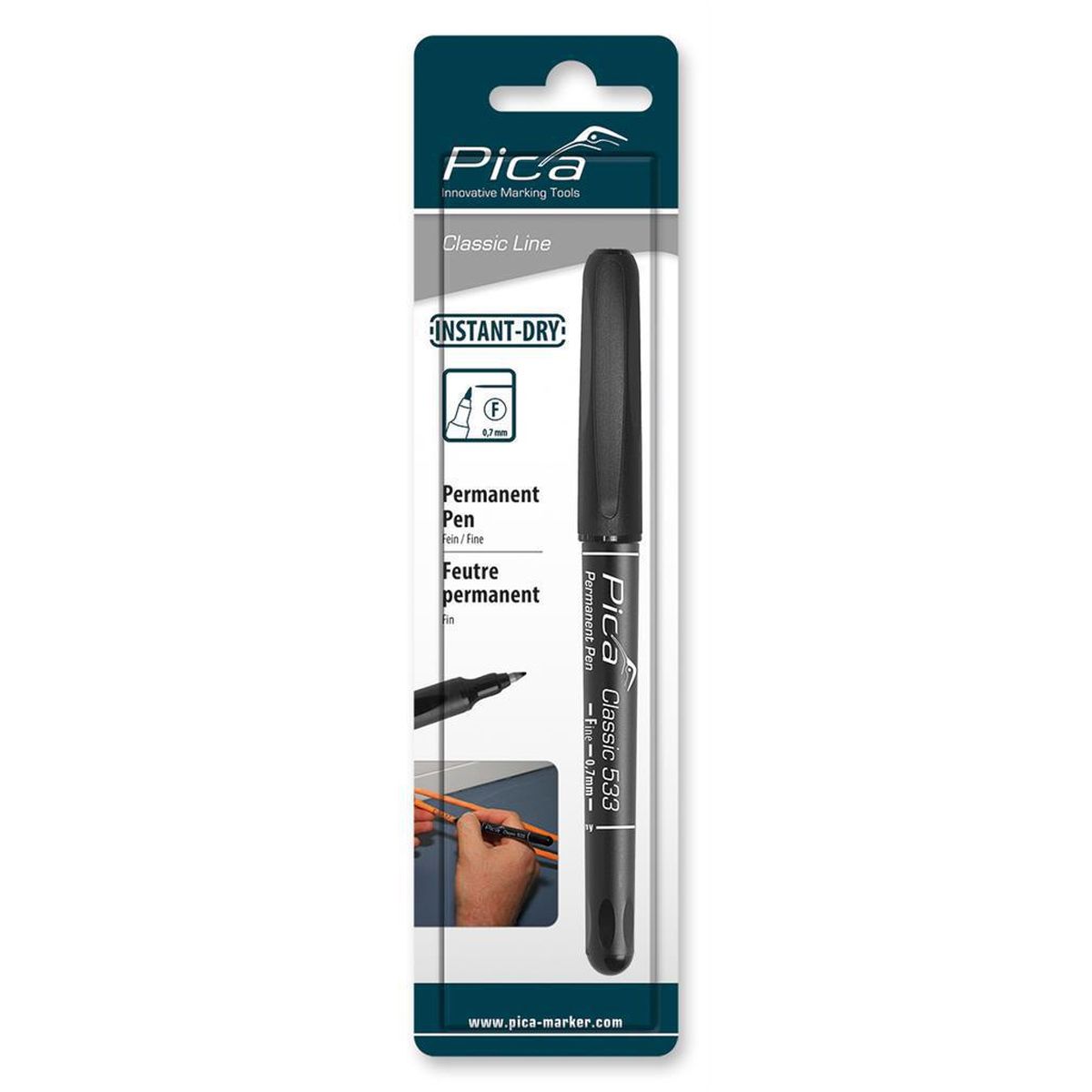 Pica 533/46 Permanent Pen rond Fijn zwart blister - PI53346SB