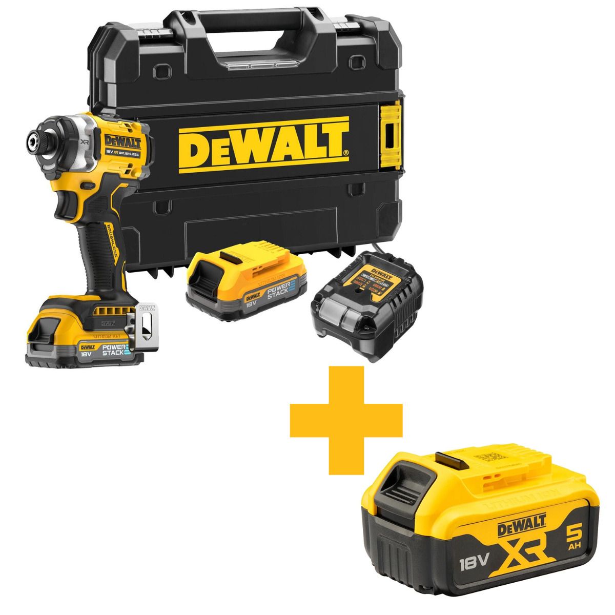 DeWALT DCF860E2T Accu slagschroevendraaier 282Nm 18V XR 1.7Ah POWERSTACK in TSTAK