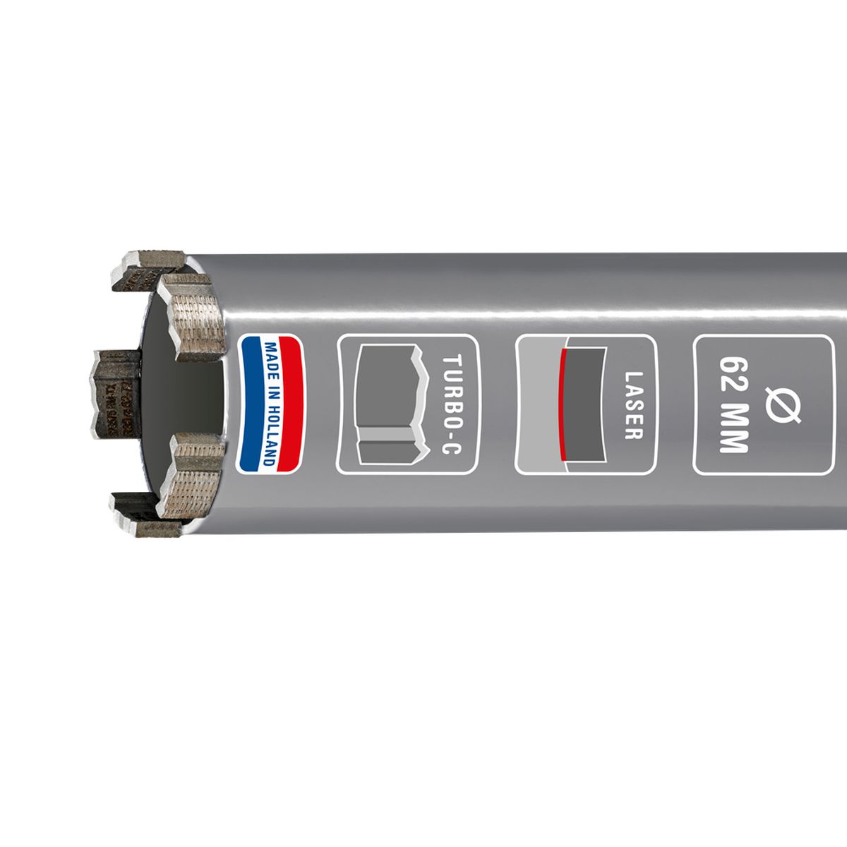 Carat Diamantboor laser dry beton Ø 62 mm, lengte 300 mm, 5/4"UNC - EDC0623002