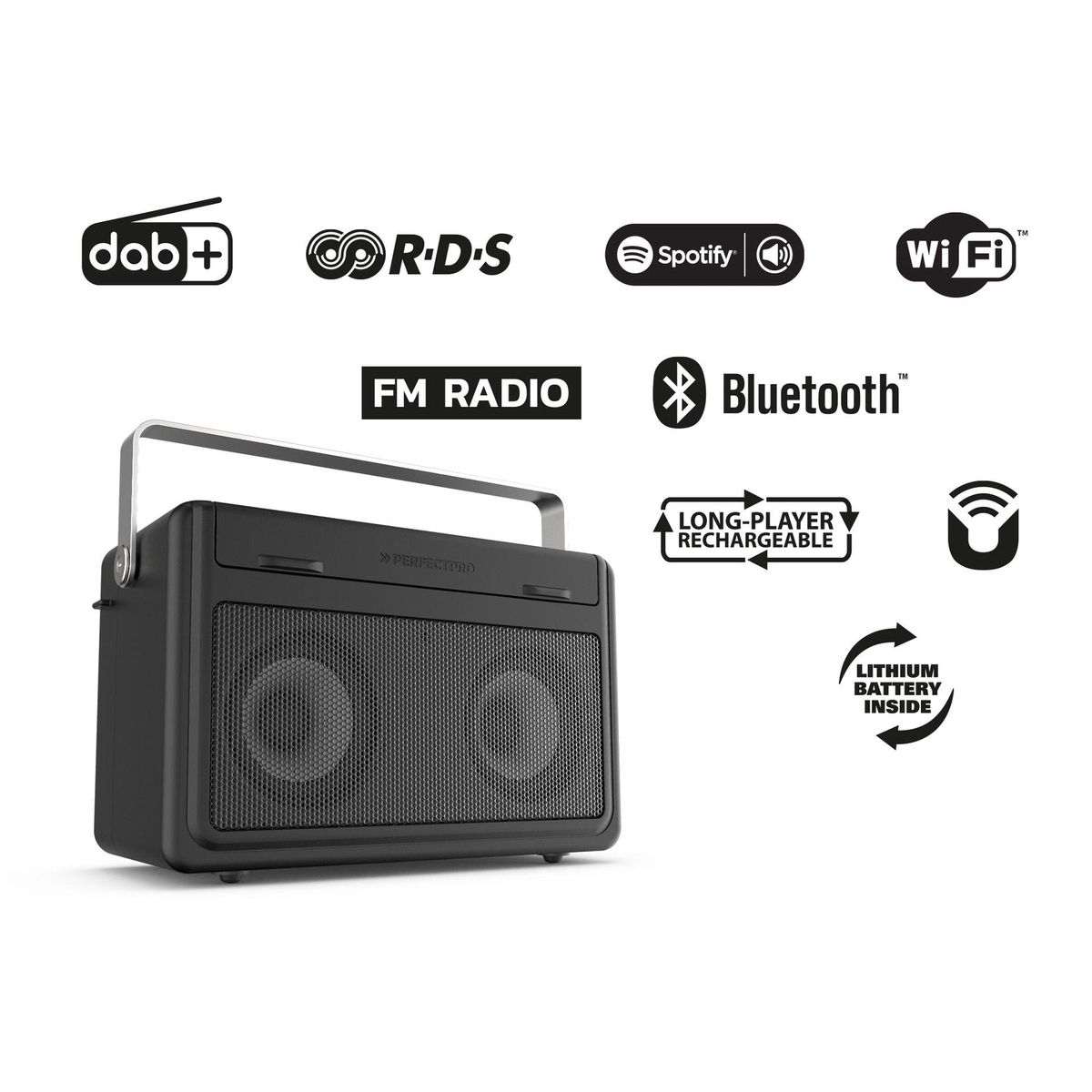 Perfectpro AB1 Audisse Accu Bouwradio WiFi Bluetooth DAB+
